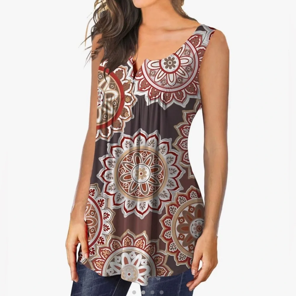 ▶️ Women Trendy Casual Cami Shirt Sleeveless Tank Top Basic Blouse XL - Picture 3 of 6